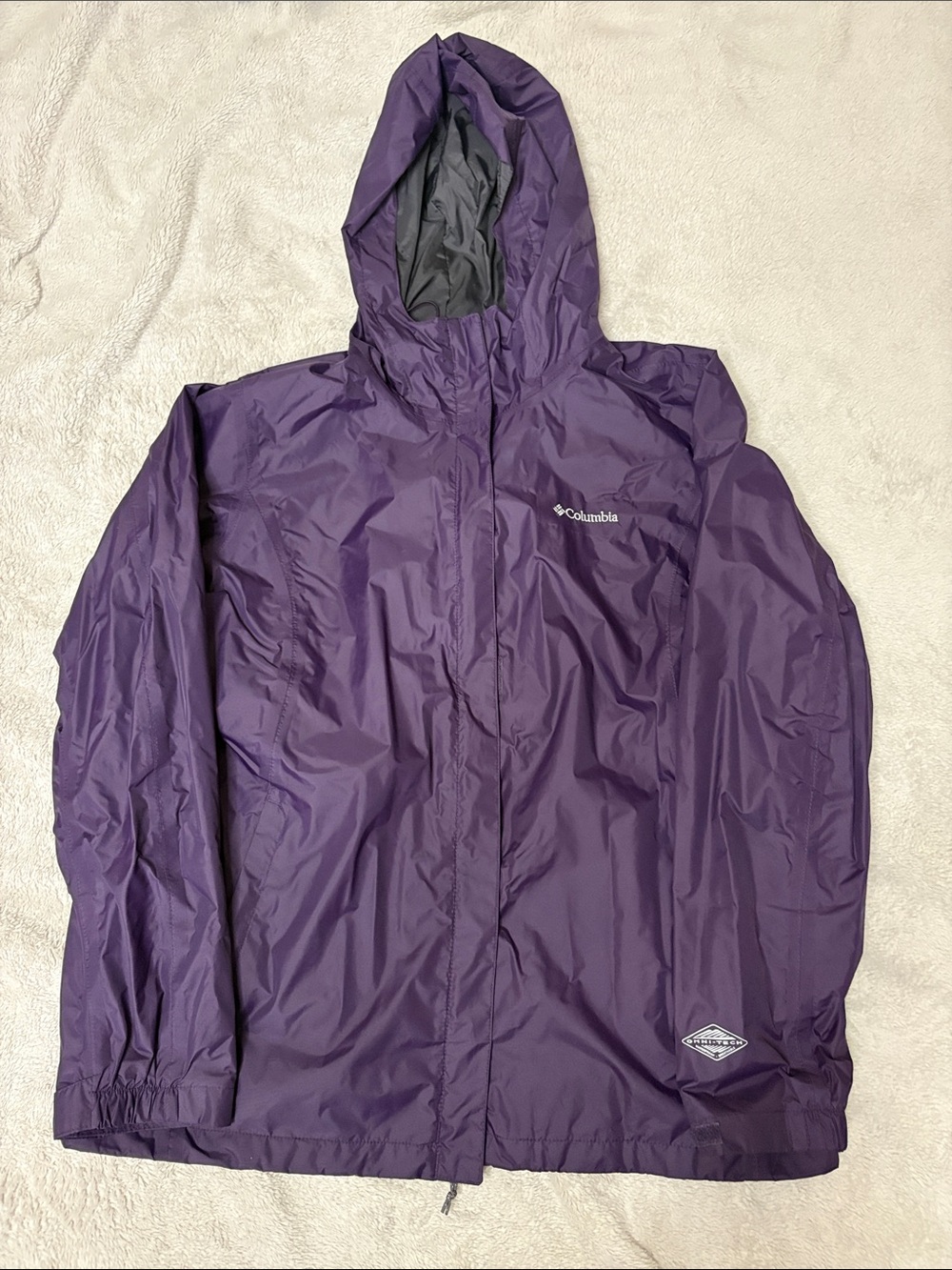Columbia Purple Hooded Packable Rain Shell